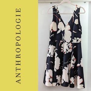 Anthropologie Maeve Amory Sleeveless Scuba Floral Print A Line Dress Size 10